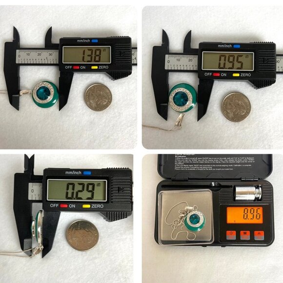 Sterling Silver 925 David Sigal Round Turquoise Enamel Pendant Necklace 20" - Picture 10 of 16